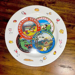 Vtg Rosanna Italy Porcelain Cheese Wine Bread Serving Platter Dinner